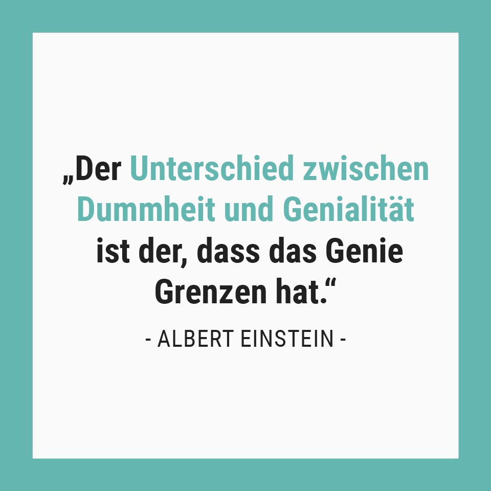 Der Unterschied zwischen Dummheit und Genialität ist der, dass das Genie Grenzen hat.